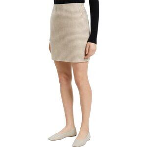 Theory Mini Pencil Skirt Wool Cashmere Blend Size 6 in Beige Brown Workwear